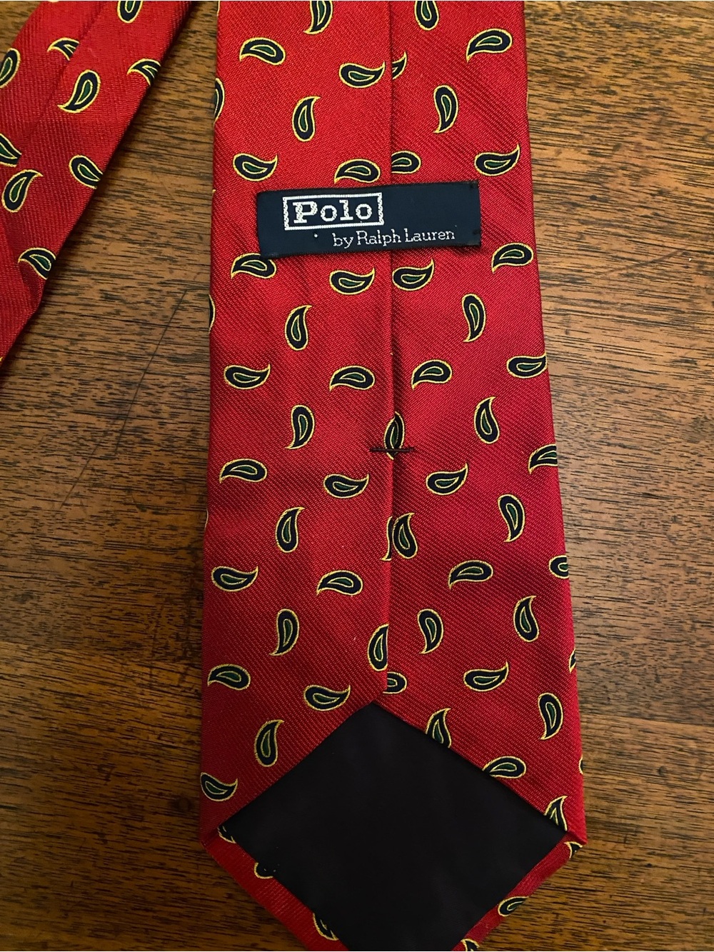 Polo by Ralph Lauren Red Paisley Silk Tie with Green Accents